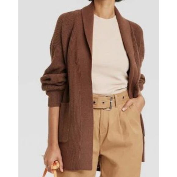Women's Open Layering Cardigan - a New Day™ Brown XXL - Picture 1 of 3
